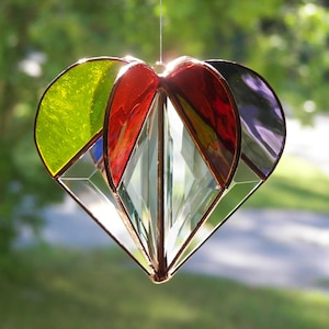 Stained Glass Rainbow Heart, Stained glass heart, Rainbow Heart, LGBTQ gift, Gay Pride, Rainbow suncatcher, Heart Suncatcher image 3