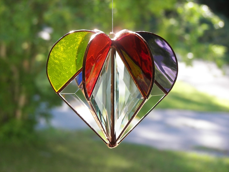 Stained Glass Rainbow Heart, Stained glass heart, Rainbow Heart, LGBTQ gift, Gay Pride, Rainbow suncatcher, Heart Suncatcher image 3