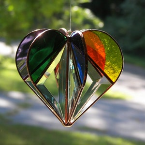 Stained Glass Rainbow Heart, Stained glass heart, Rainbow Heart, LGBTQ gift, Gay Pride, Rainbow suncatcher, Heart Suncatcher image 2