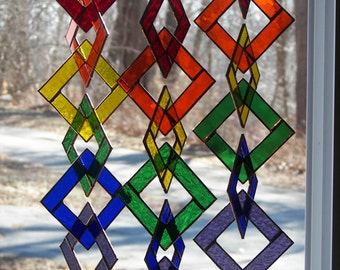 Stained Glass Rainbow Chain, Rainbow Suncatcher, Rainbow Sun Catcher, Rainbow Links, Glass Rainbow Chain