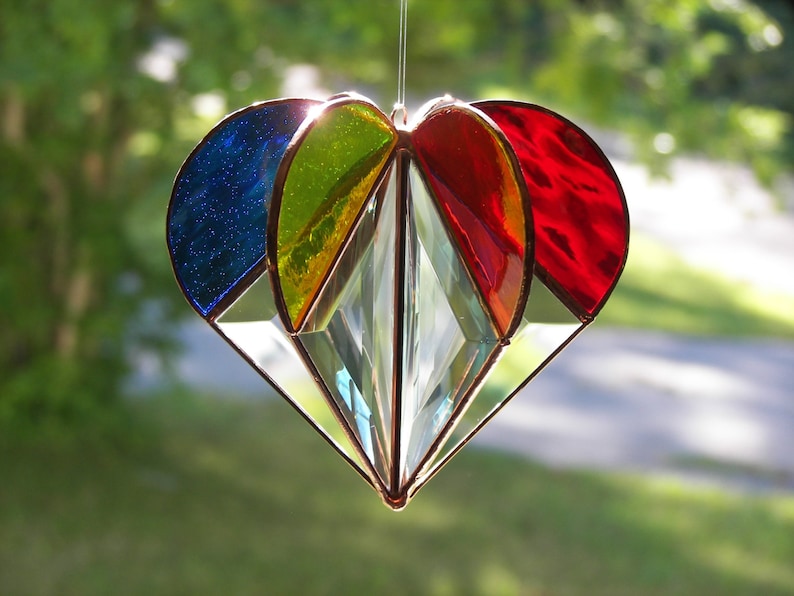 Stained Glass Rainbow Heart, Stained glass heart, Rainbow Heart, LGBTQ gift, Gay Pride, Rainbow suncatcher, Heart Suncatcher image 4