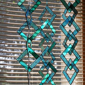 Turquoise Stained Glass-Stained Glass Suncatcher-Stained Glass Mobile-Turquoise Suncatcher-Turquoise image 6
