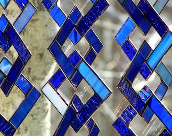 Blue Stained Glass-Stained Glass Suncatcher-Stained Glass Mobile-Blue Suncatcher-Blue