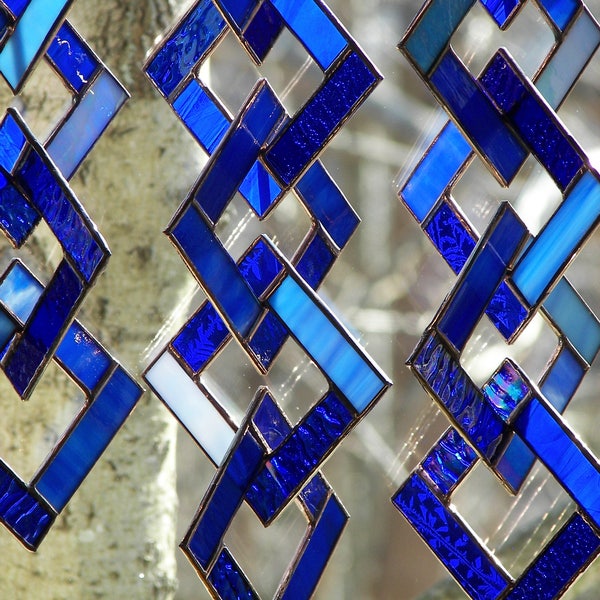 Blue Stained Glass-Stained Glass Suncatcher-Stained Glass Mobile-Blue Suncatcher-Blue