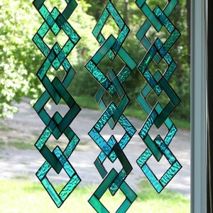 Turquoise Stained Glass-Stained Glass Suncatcher-Stained Glass Mobile-Turquoise Suncatcher-Turquoise image 5
