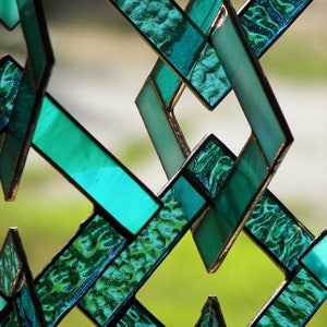 Turquoise Stained Glass-Stained Glass Suncatcher-Stained Glass Mobile-Turquoise Suncatcher-Turquoise image 7