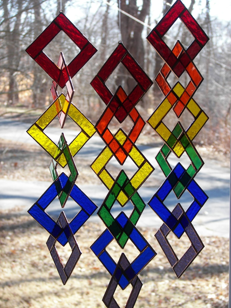 Stained Glass Rainbow Chain Rainbow Suncatcher Rainbow Sun Etsy
