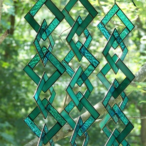 Turquoise Stained Glass-Stained Glass Suncatcher-Stained Glass Mobile-Turquoise Suncatcher-Turquoise image 4