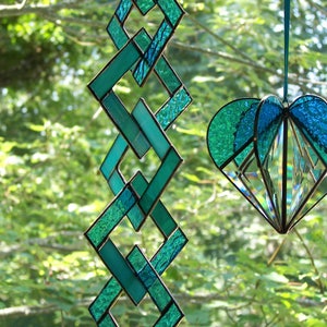 Stained Glass Heart Turquoise, Stained glass suncatcher, Heart Ornament,Bevel Heart, Turquoise Heart, Heart Suncatcher, Wedding Gift image 4