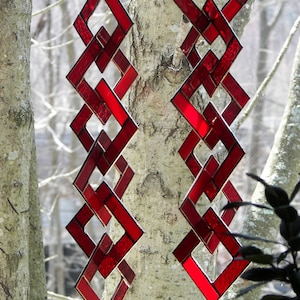 Red Stained Glass-Stained Glass Suncatcher-Stained Glass Mobile-Red Suncatcher-Red glass suncatcher