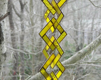 Yellow Stained Glass-Stained Glass Suncatcher-Stained Glass Mobile-Yellow Suncatcher-Yellow