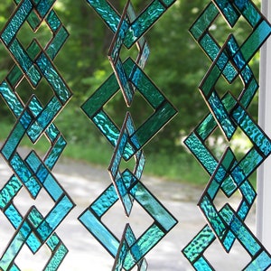 Turquoise Stained Glass-Aqua Stained Glass -Stained Glass Mobile-Turquoise Sun catcher-Aqua sun catcher