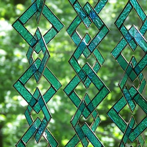 Turquoise Stained Glass-Stained Glass Suncatcher-Stained Glass Mobile-Turquoise Suncatcher-Turquoise image 8