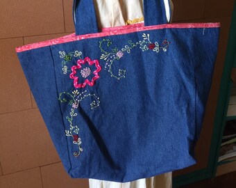 Shabby Shopping Tote (thrifted fabric)