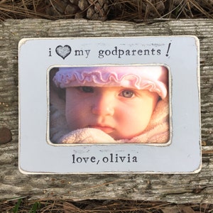 Godparents picture frame, Godmother gift Godfather gift, baptism gift, Personalized picture frame  - Flowers in December Design Studio