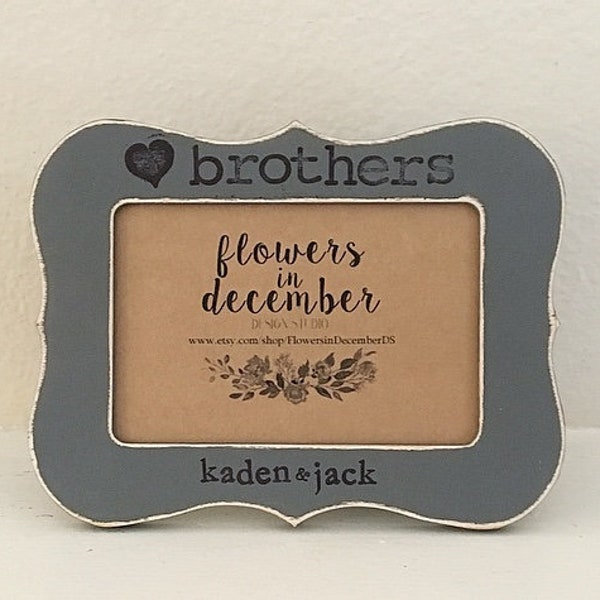 brothers picture frame, gift for brother, sibling gift, brother personalized frame, baby brother, big brother - Flowers in December DS