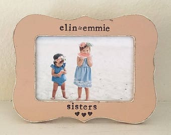 sisters gift, sibling gift, peach room decor, personalized sister picture frame