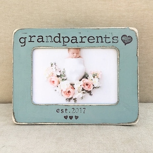 personalized picture frame for grandparents, new grandma, new grandpa, baby reveal gift image 1