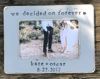 We decided on forever wood picture frame Engagement gift Wedding gift Wedding picture frame - Flowers in December Design Studio