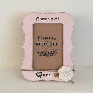 flower girl picture frame 4x6, personalized flower girl gift, wavy picture frame, boho wedding picture frame, pastel picture frames