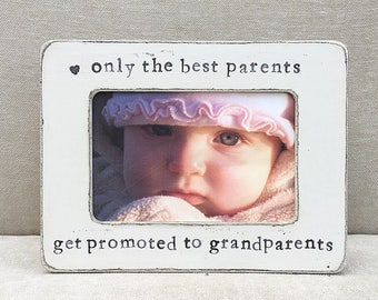 only the best parents get promoted to grandparents frame, pregnancy reveal picture frame, gender reveal gift - Flowers in December