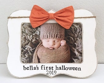 erster Halloween-Bilderrahmen, Babys erstes Halloween, personalisierter 4x6-Rahmen