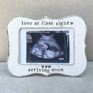 Ultrasound picture frame, baby shower gift, baby gift, personalized picture frame, gender reveal gift, love at first sight picture frame image 1