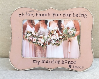 maid of honor picture frame, thank you gift for wedding, bridesmaid, matron of honor, wedding thank you