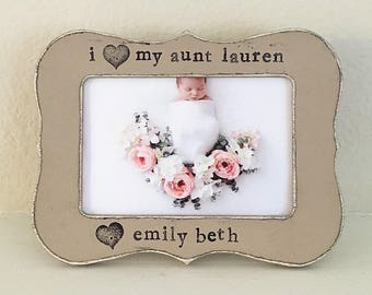 Aunt gift I love my aunt personalized picture frame Gift Mother's Day frame from niece Aunt to be gift - Flowers in December Design Studio