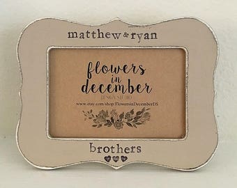Brothers picture frame, siblings, new mom gift, personalized picture frame, custom picture frame - Flowers in December Design Studio