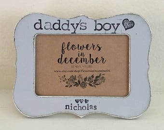 Father's Day gift, Gift for dad, Father's Day frame, personalized picture frame, baby frame, first Father's Day - flowers in December