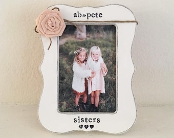 sister gift, sisters picture frame Big sister frame, little sister, rustic home decor  - Flowers in December Design Studio