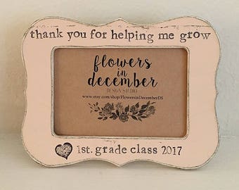 teacher gift, end of year gift, from class, personalized teacher gift personalized picture frame from student - flowers in December