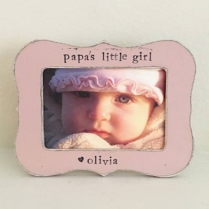 Personalized Grandpa Picture Frame: Papa&#39;s Little Girl, Hand Stamped