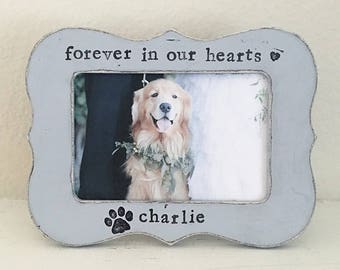 Dog picture frame, pet loss, pet memorial frame, personalized picture frame, dog frame, fur baby, gift for pet lover - Flowers in December