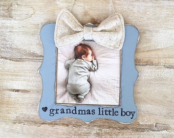 Mini picture frame with bow, personalized gift, grandparents Christmas ornament, gift for grandma, gift for grandpa, baby ornament