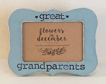 Gepersonaliseerde fotolijstcadeau overgrootouders: met de hand gestempelde noodlijdende houten lijst