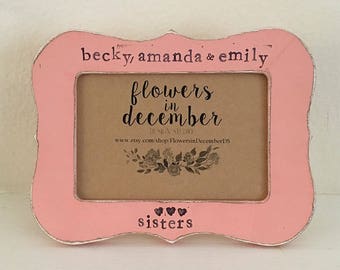 Sisters frame Gift for sister Personalized picture frame sister frame wood frame rustic home decor  - Flowers in December Design Studio