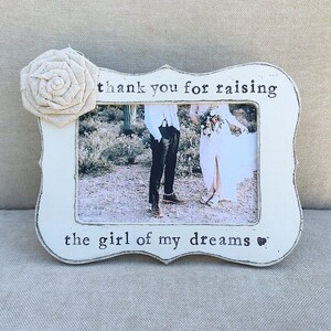 Mother of the Bride Gift: Rustic Picture Frame with Fabric Flower