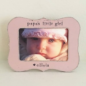 Personalized Papa&#39;s Little Girl Picture Frame: Hand Stamped Gift