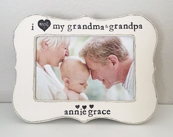 I love my grandma gift, I love my grandpa gift, grandparents frame, Gift from granddaughter, grandson, personalized picture frame