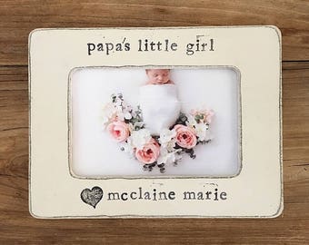 Papa gift, Personalized Picture Frame Hand Stamped 4x6
