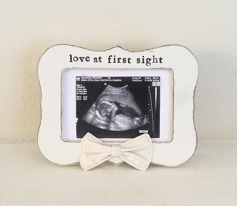 Love At First Sight Picture Frame Gift Pregnancy Reveal Ultrasound Sonogram For Dad Mom Grandpas
