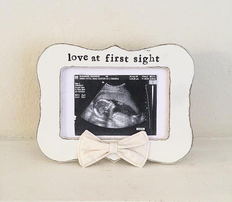 Love at First Sight Sonogram Picture Pillow, Gender Reveal Gift