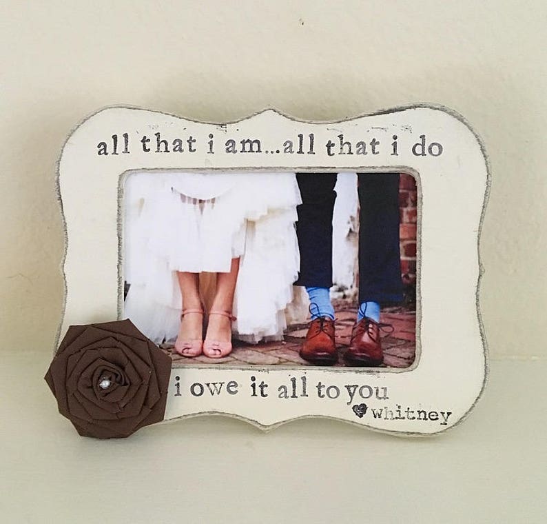 Flowers in December Design Studio Mom Mother of bride thank you parents gift picture frame personalized rustic photo frame