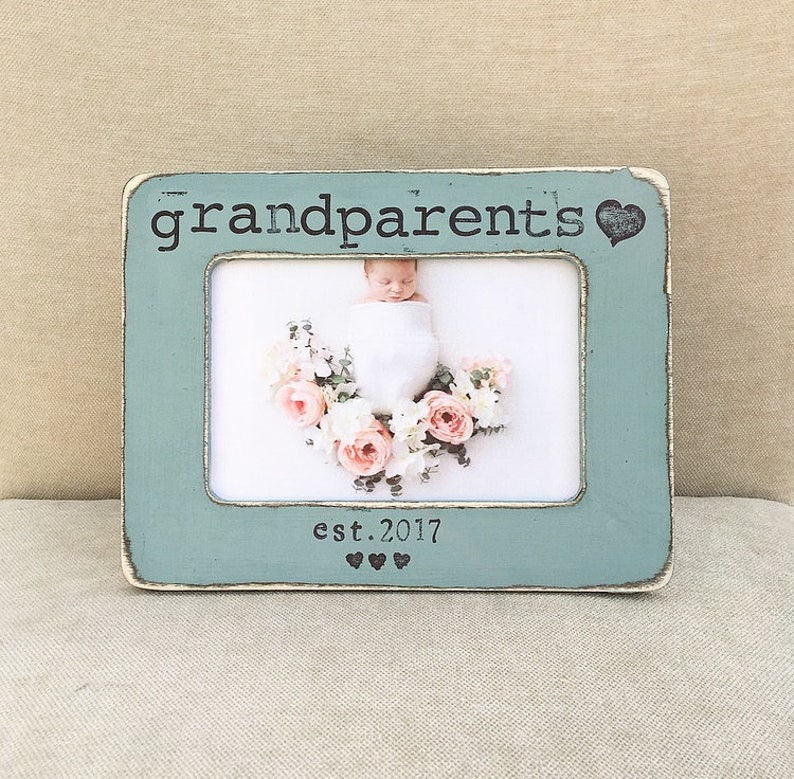 personalized picture frame for grandparents, new grandma, new grandpa, baby reveal gift image 1