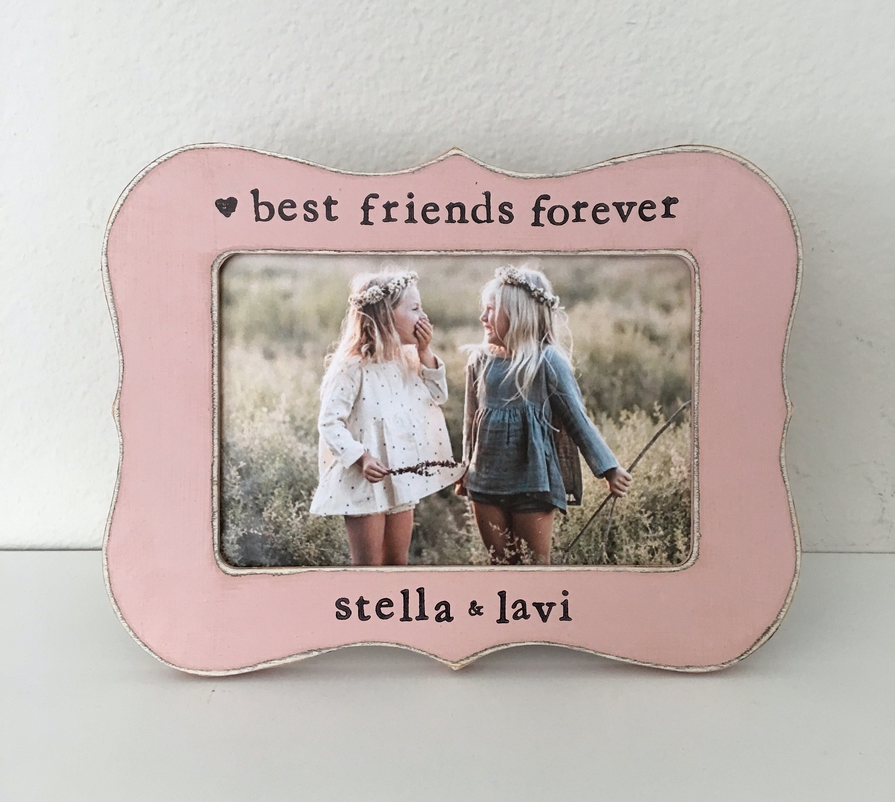 Best Friends, Grey Picture Frame, 4x6 Picture Frame, Photo Frame, Hearts,  Personalized, Custom Framed Wall Collage Sayings BFF Buddies Frame 