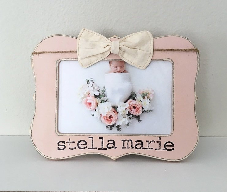 Baby girl birth announcement, name gift, newborn girl, personalized name frame, Mother’s Day gift