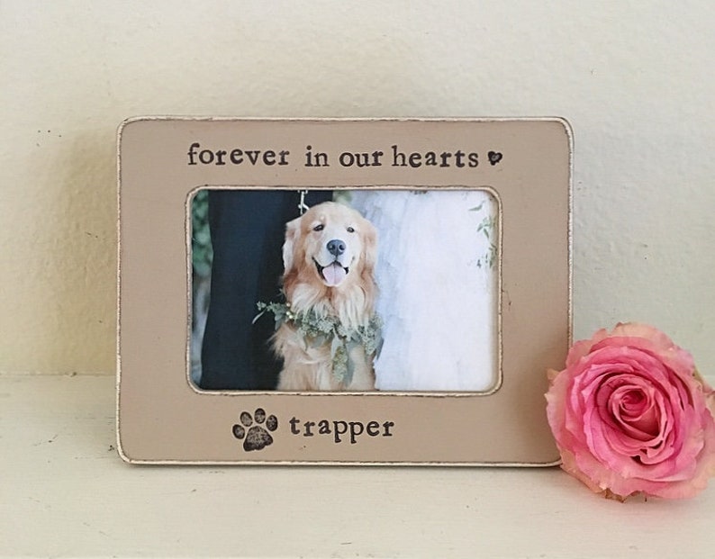 Dog memorial picture frame, forever in our hearts frame, pet memorial, in memory of, pet frame, animal frame, dog loss gift image 1