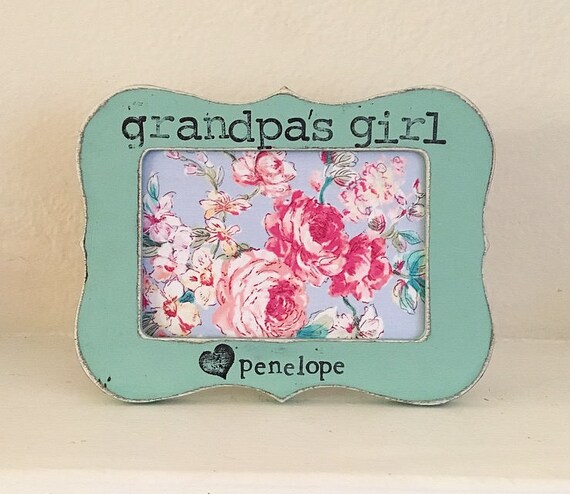 Personalized Grandpa Picture Frame: Hand Stamped Distressed Wood